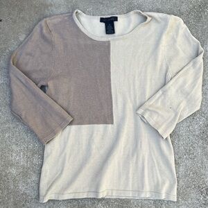 The Limited Cream and Brown Long Sleeve Top